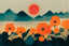 Orange flowers and mountains